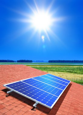 Solar-cell array on roof clipart