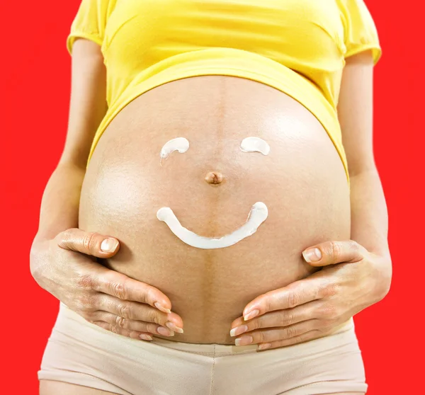 Stomach of pregnant woman — Stock Photo, Image