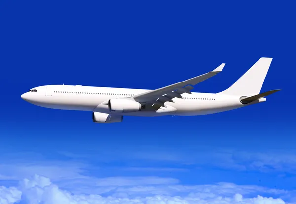 Passagierflugzeug über Wolken — Stockfoto