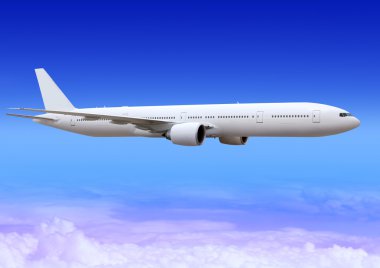 Plane over clouds of aerosphere clipart