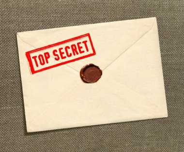 Dorsal view of military top secret envelope with stamp clipart