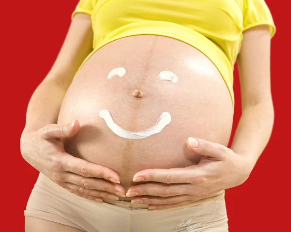 Stomach of pregnant — Stock Photo, Image