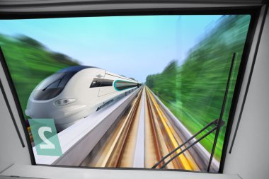 View from cabin of train clipart