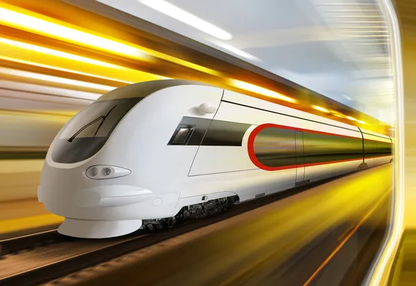 Super gestroomlijnde trein in tunnel — Stockfoto
