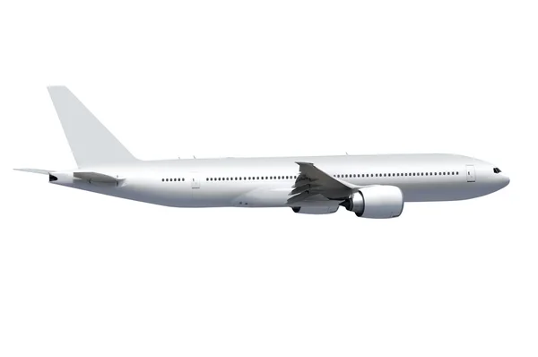 Biały samolot z ścieżka — Zdjęcie stockowe