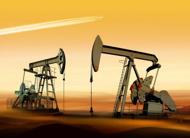 Oil pumps in desert clipart