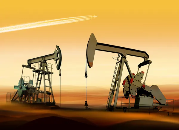 Oliepompen in woestijn — Stockfoto