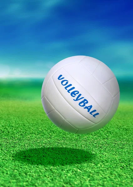 Volleyball on green ground — Stock Photo, Image
