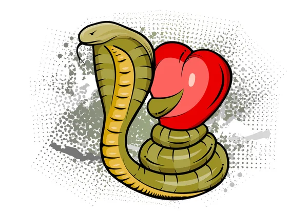 Kalp ile yılan — Stok Vektör