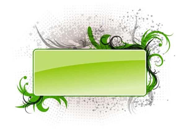 Gröna Klistermärke Med Silhuetter Ornament — Stock vektor