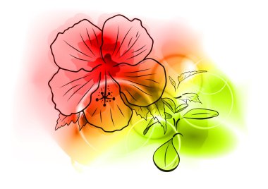 Red flower on the abstract background clipart