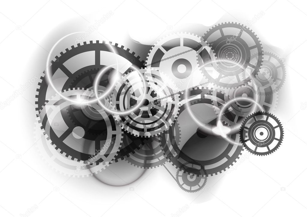 Grey abstract background with cogwheel