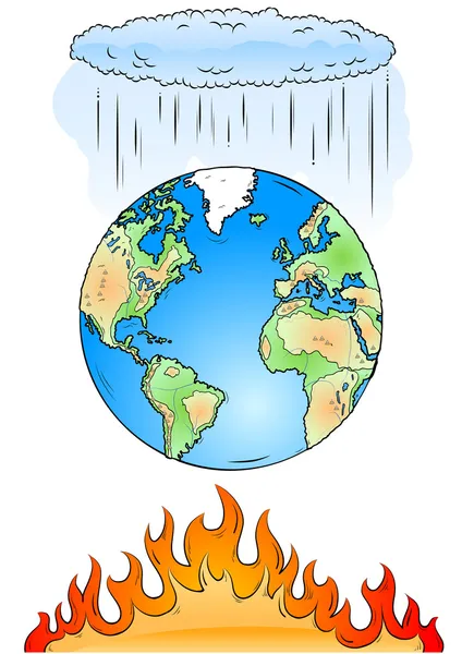 Erde Wolke Und Feuer Isoliert Auf Dem Weißen — Stockvektor