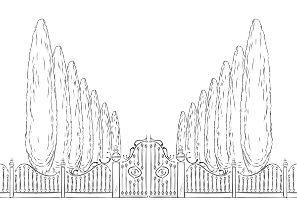 Ворота и деревья — стоковый вектор