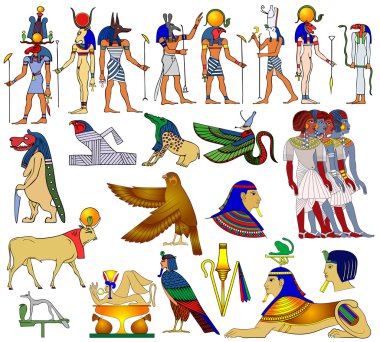 Various themes of ancient Egypt - vector clipart