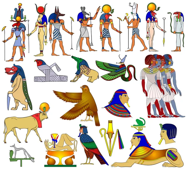 Różne motywy starożytnego Egiptu - wektor — Wektor stockowy