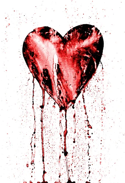 Coração partido - coração a sangrar — Fotografia de Stock