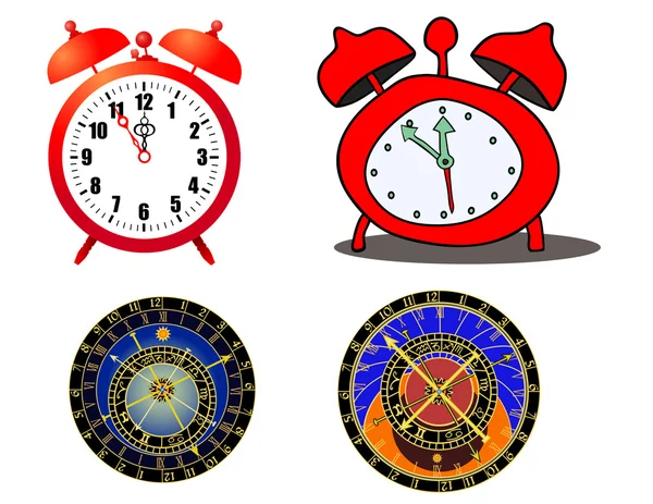Vários relógio e relógio astronômico — Vetor de Stock