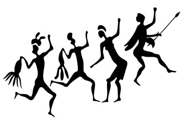 Primitive figures looks like cave painting - primitive art - vector clipart