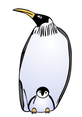 Penguin with puppy - vector clipart