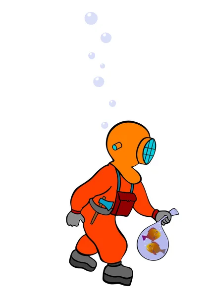 Diver on the prowl - vector — Stock Vector