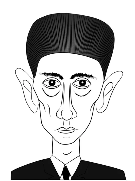Dünyaca Ünlü Yazar Franz Kafka Nın Karikatür Çizimi Vektör — Stok Vektör