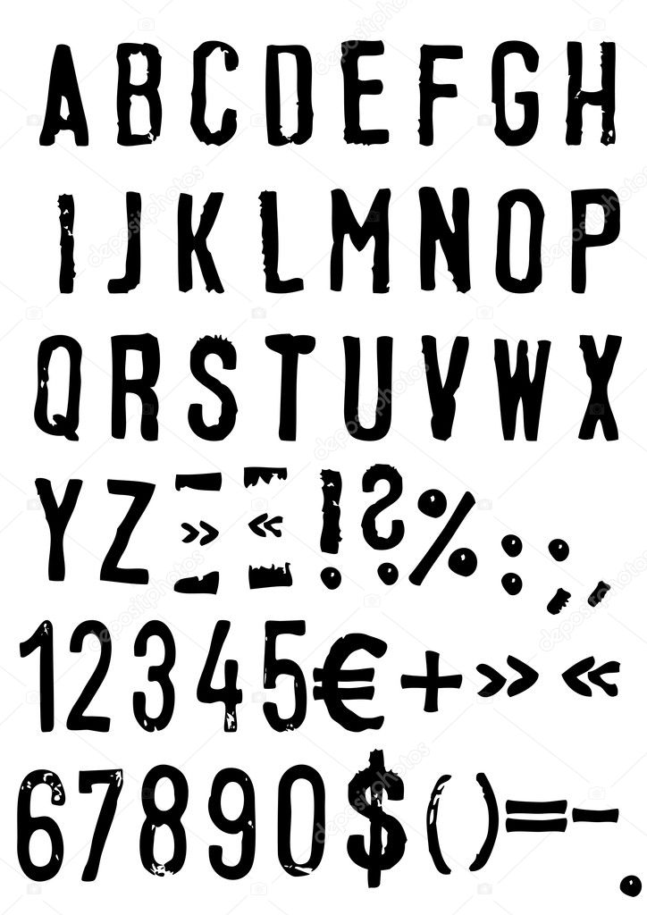 Vector alphabet in grunge style