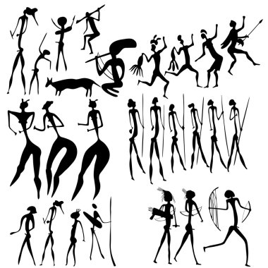 Primitive art - various figures - vector clipart