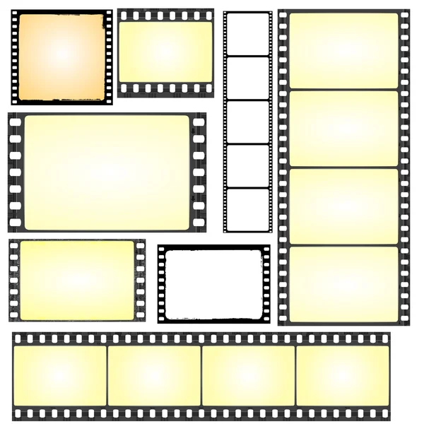 Vector set echte en grunge film frames — Stockvector