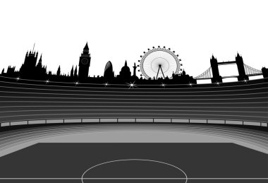 Stadium and London skyline - vector clipart