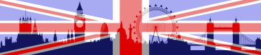 London skylinewith flag - vector clipart