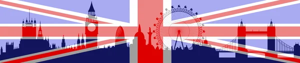 Лондонский горизонт с флагом - вектор — стоковый вектор