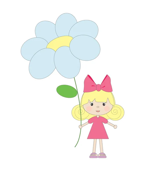 Little girl with flower — Stock Vector