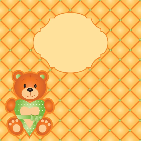 矢量橙色卡与泰迪熊 — 图库矢量图片