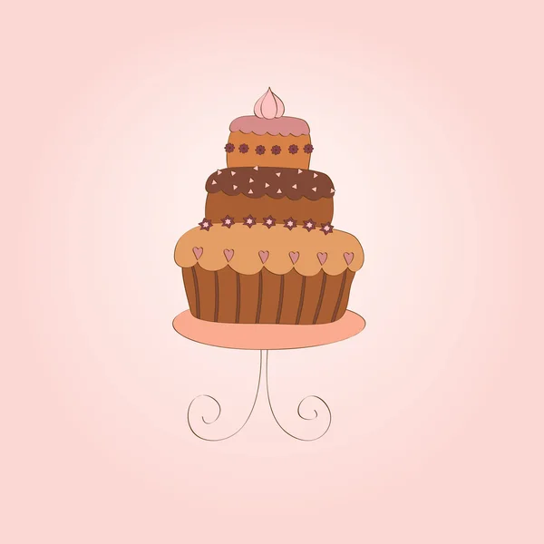 孤立的手绘蛋糕 — 图库矢量图片