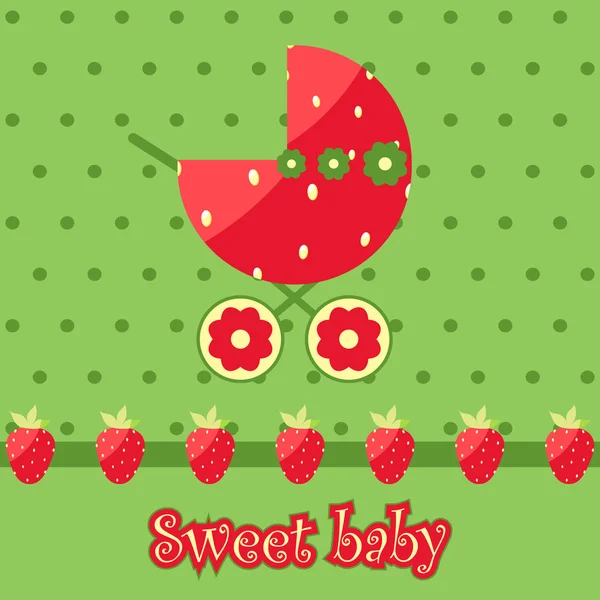 Sweet Baby Vector Strawberry Card — Stock Vector