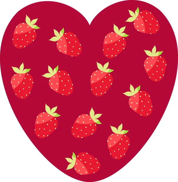 草莓的心 — 图库矢量图片