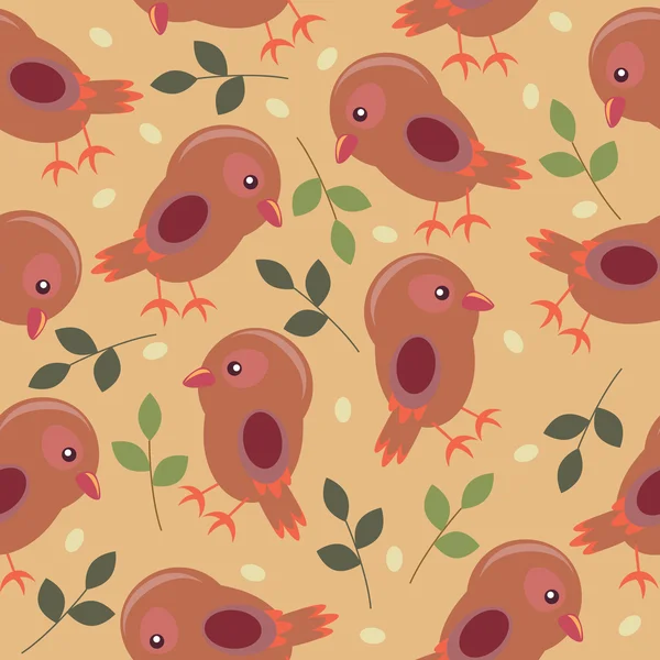 Seamless Wallpaper Sparrows — Stock Vector