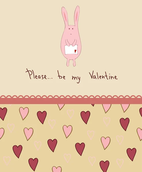 ウサギとバレンタイン カード — ストックベクタ