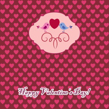 Valentine's card with bird clipart