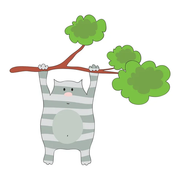 Кошка, висящая на дереве — стоковый вектор