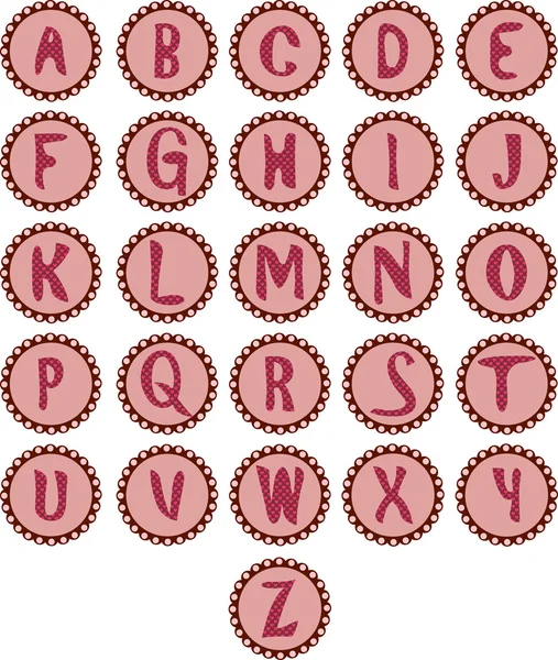 Caratteri Vettoriali Lettere Ornamentali Rosa Isolate — Vettoriale Stock