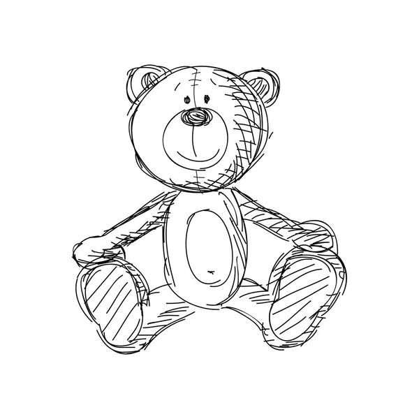Urso de pelúcia vintage desenhado à mão — Vetor de Stock
