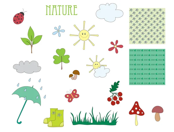 Hand drawn elements of nature — Stock Vector