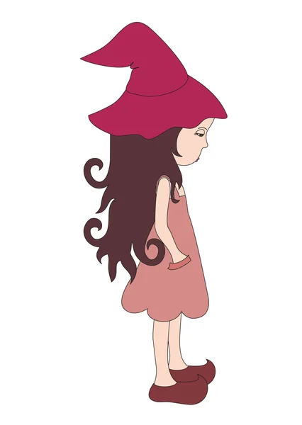 Sad little witch — Stock Vector