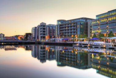 Cork city scenery at sunset clipart