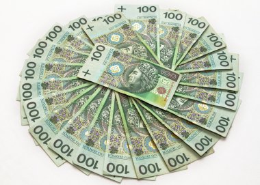 Polish zloty banknotes clipart