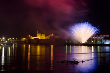 Fireworks over King John Castle clipart
