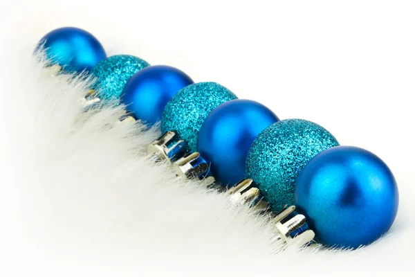 Blue christmas baubles — Stock Photo, Image