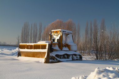 Bulldozer in snow clipart